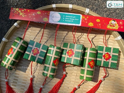 Set 06 mô hình bánh chưng bánh tét mini [Bằng giấy - Cute] Cao 5-8cm CHUNGTET-05